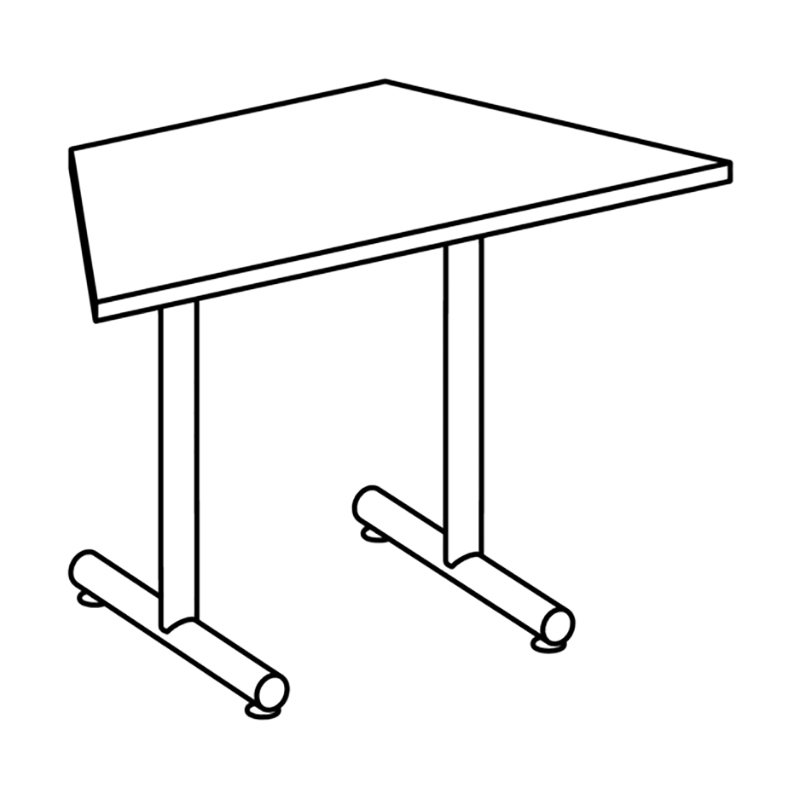 Trapezoid Training Table with Tubular Base & Glides