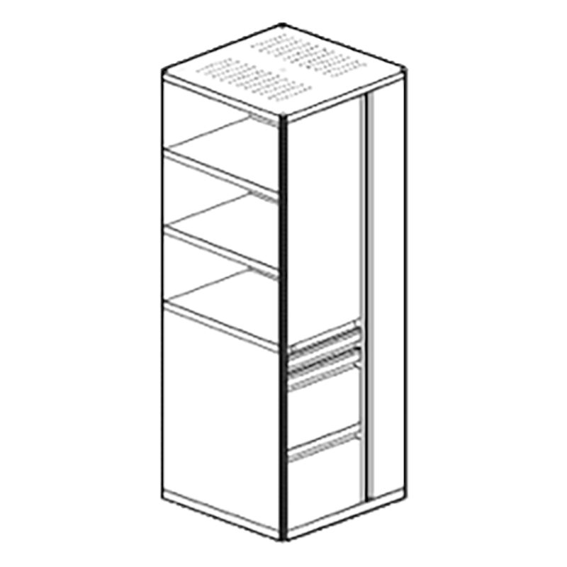 Inward Bookcase with Two Adjustable Shelf Full Length – File/File Drawers