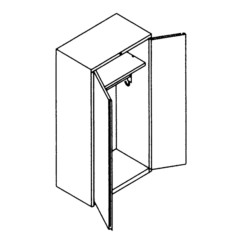Wardrobe Unit, 24″D with Fixed Shelf, Coat Hanger & 2 Hooks
